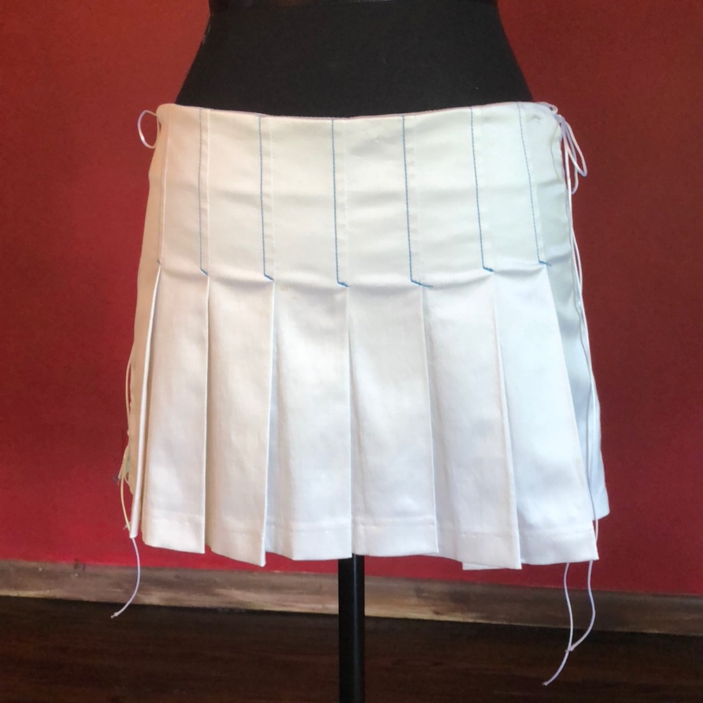 Cinema Drop waist, lace up box pleat skirt